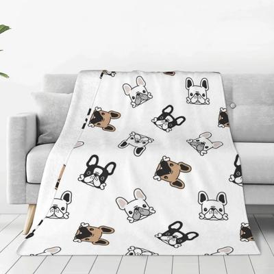 French Bulldog Dog Flannel Blankets Animal Warm Soft Bedding Throws for Couch Bed Travelling Colorful Bedspread Sofa Bed Cover