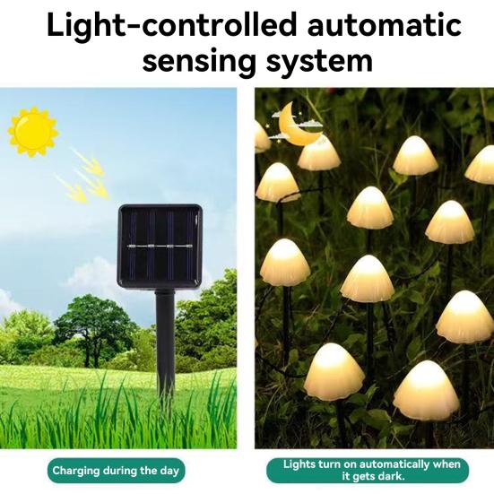 Pilz Solar Lichterkette mit Gartenstab, IP65 Wasserdichte Lichterkette mit 10/20 LEDs, Dekorative Lampe für Außen Garten Hof Terrasse Weg Rasen