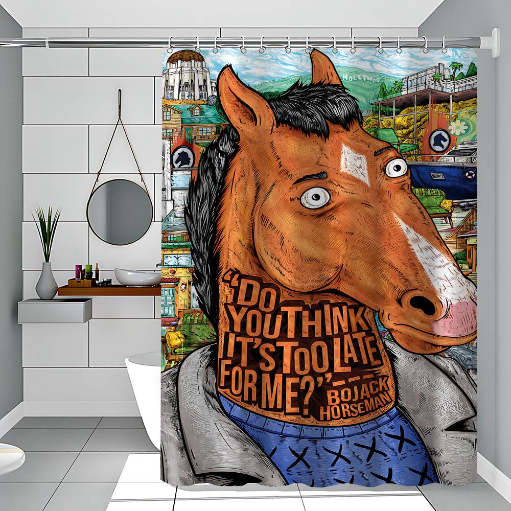 B-BoJack Horseman Art Shower Curtain Summer Beach Bathroom Decorative Shower Curtain, Waterproof
