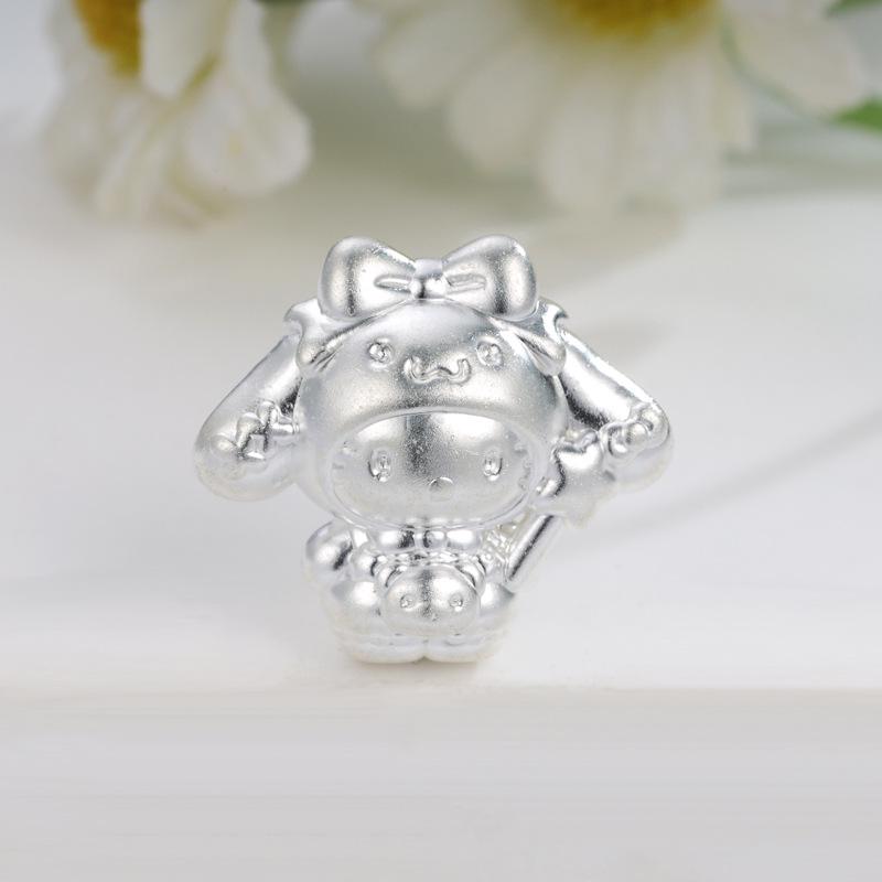 Sterling Silver Kitty Cat Melody Beads - Handwoven Rope DIY Jewelry Accessories