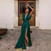 Europe and the United States 2026 New Women's Clothing V-neck Waist Dress Split-ended Long Skirt Beach Skirt