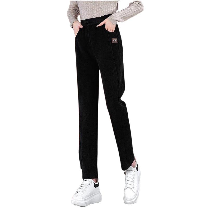 2024 Autumn/Winter Women's High Waist Fleece-Lined Harem Pants - Warm, Slimming, Casual, Thickened, and Fashionable.
