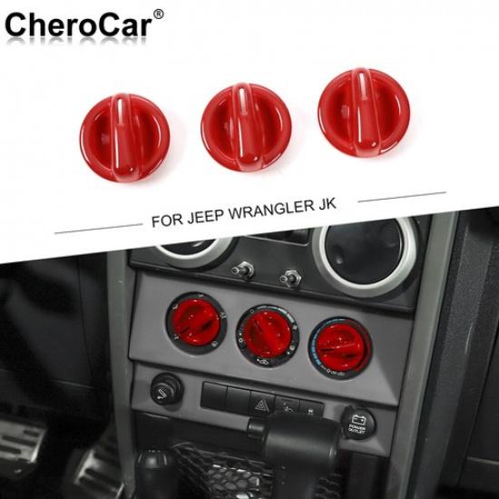 

3x Air Conditioner Switch Knob Cover Trim Ring For Jeep Wrangler JK 2007-2010