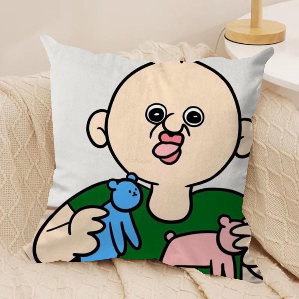 Funny Bbangbbangs Diary Cushion Cover Soft Plush Fabric Double-Sided Printed Sofa Cushion Cover For All Seasons Home Decor Gift