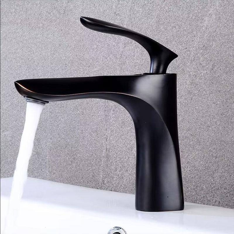 Black/Gold Bathroom Faucet Basin Faucet Brass Mixer Tap Wash Basin Faucet Single Handle Hot and Cold Faucet Deck Mounted