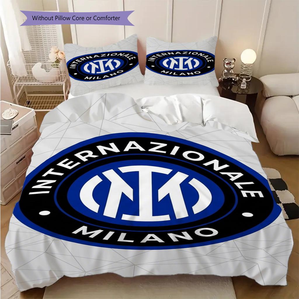 Emblema Inter Milan Sfondo Astratto Set da tre pezzi (1 * copripiumino + 2 * federa, senza nucleo) Copripiumino e federa Set biancheria da letto