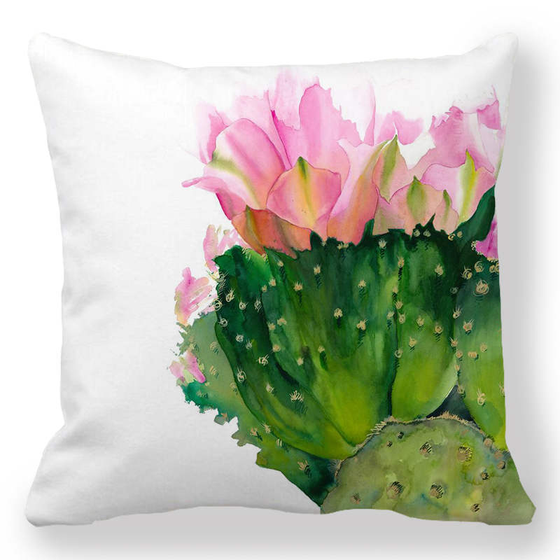 Indoor Home Bedroom Sofa Bed Chair Pillow Suite Room Aesthetic Art Cactus Succulent Plant Pillowcase
