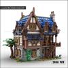 Medieval Town MOC Building Blocks Town Market House Architecture Watermill Technology Bricks Display Model Creative Toys Gifts