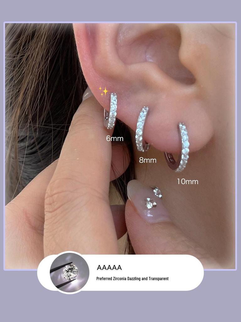 High-End Zirkon Silber Ohrringe: Einzigartige Ohrringe, Manschetten und Stecker für Frauen