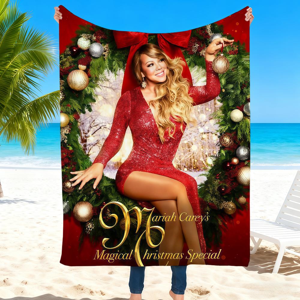 Sängerin M-Mariah C-Carey Merry Christmas Decke Super Warm Bequem Plüsch Überwurfdecke Kind Zuhause Sofa Schlafzimmer Geschenk