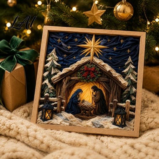 Christian Home Decor Projects 3D Fabric Poke Art Kit for Adults Faith Inspired Holiday Craft Kit DIY Christmas Wall Handmade Religious Gift Layered