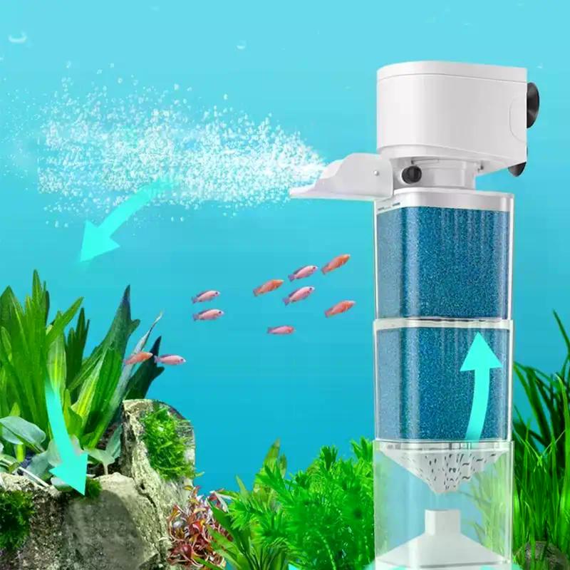 All-in-One Aquarium Filter Pump, 6 Functions for Clean Water & Oxygen, Silent Internal Filter Aerator Wave Maker, 220V