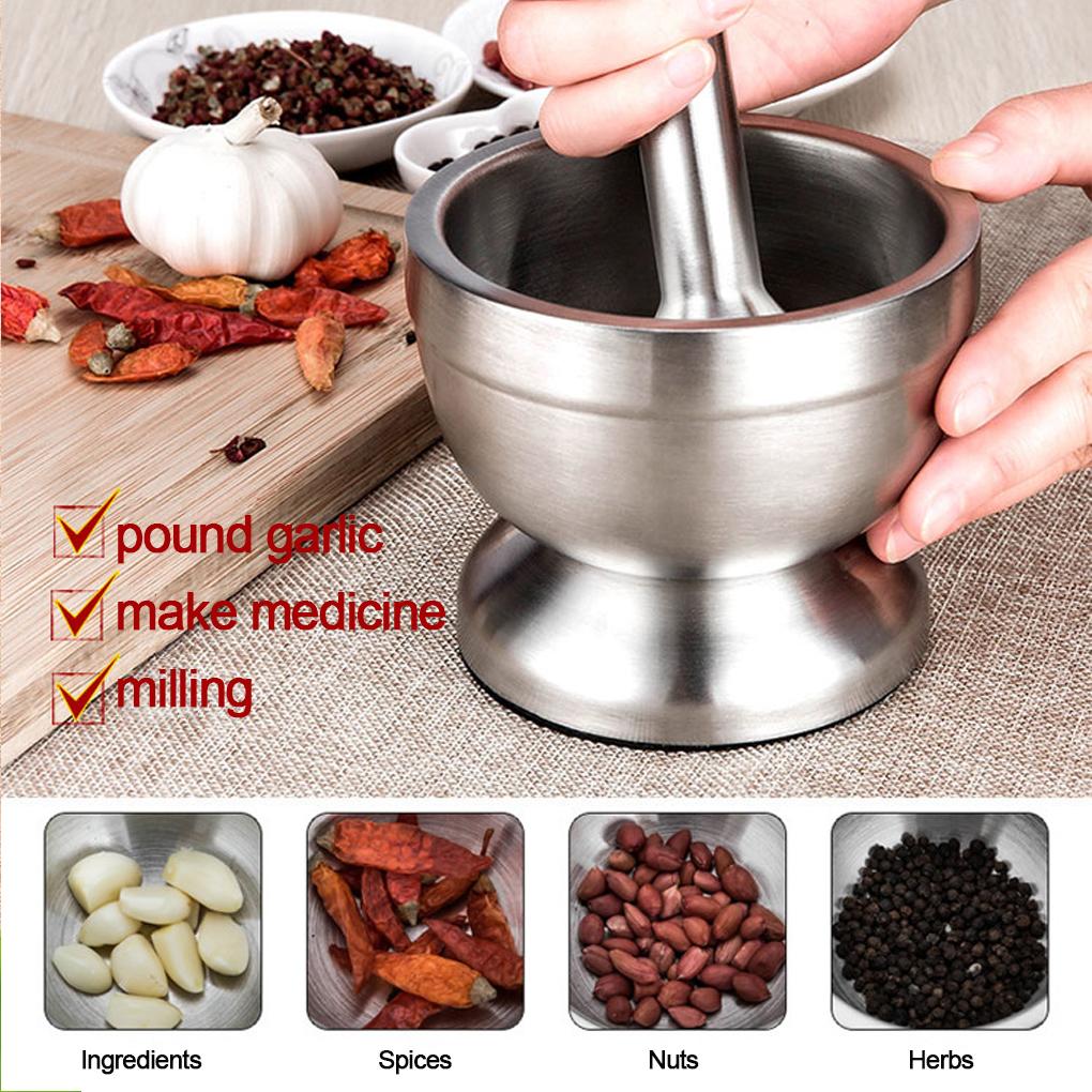 Stainless For Crushing Efficiently Durable Stone Pounding Jar Crushing Garlic Pestle Stainless Kitchen Ingredients
