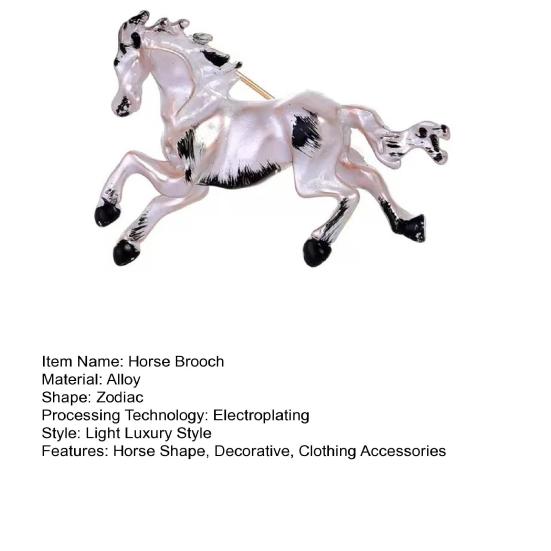 Oil Dripping Running Horse Brooch Sweater Cardigan Coat Business Suit Zodiac Animal Lapel Pin Men Women Fashion Jewelry Clothing Accessories
