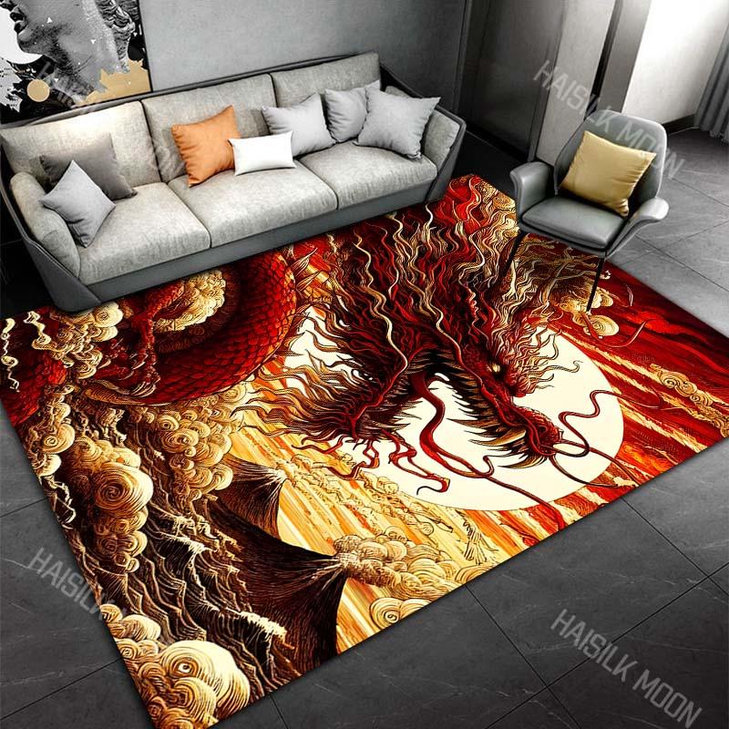 

Red dragon roaring flames Print Carpet Rug for Living Room Bedroom Sofa Doormat Home Decor Non-slip Floor Mat 40x60cm