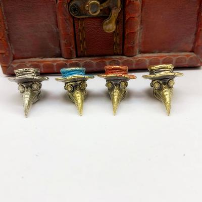Brass Plague Doctor Crow Knife Pendant Personality Car Key Pendant Punk Fashion Paracord Rope Bead Pendant Accessories