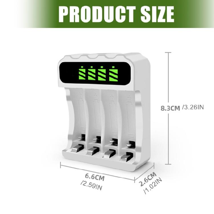 Lightweight USB C Battery Charging Base 4-Slot LCD Display for NiMH 2A 3A Rechargeable Batteries Charging Performances