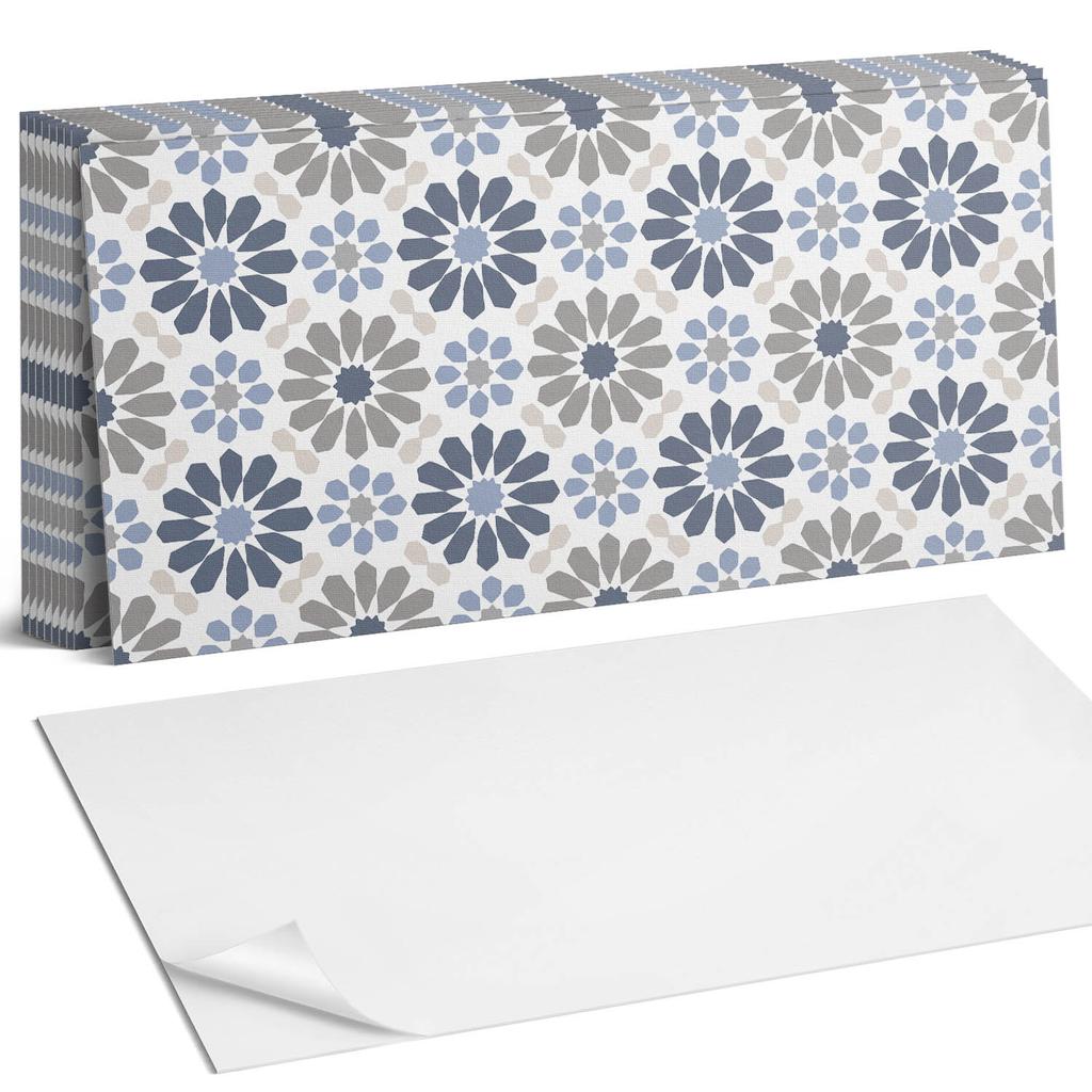 Winylowe Kafelki Samoprzylepne Do Kuchni Wzór Kwiatowy W Symetrii 10X40X20 Cm