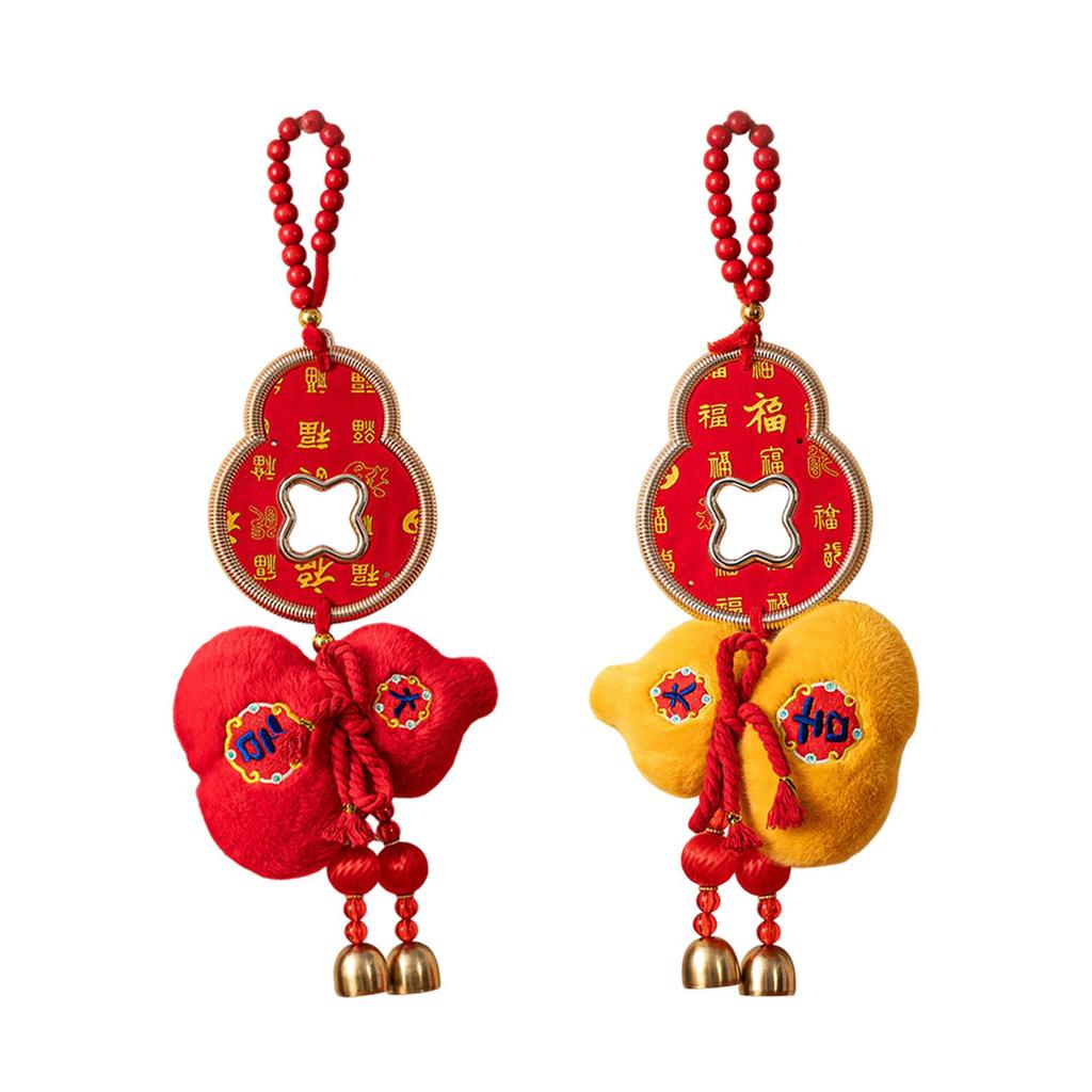 Plush Gourd Pendant Decorative with Tassels Chinese New Year Decoration Spring Festival Decor Hanging Ornament for Entrance Wall