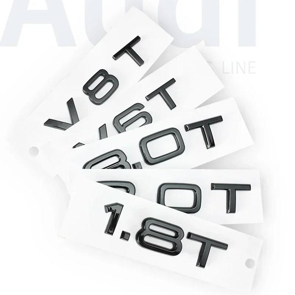 3D ABS 1.8T 2.0T 3.0T Logo Buchstaben Auto Heckklappen Emblem Für A3 A4 A5 A6 A7 A8 Q2 Q3 Q5 Q7 Q8 Autoaufkleber ,JKYGUT Zubehör