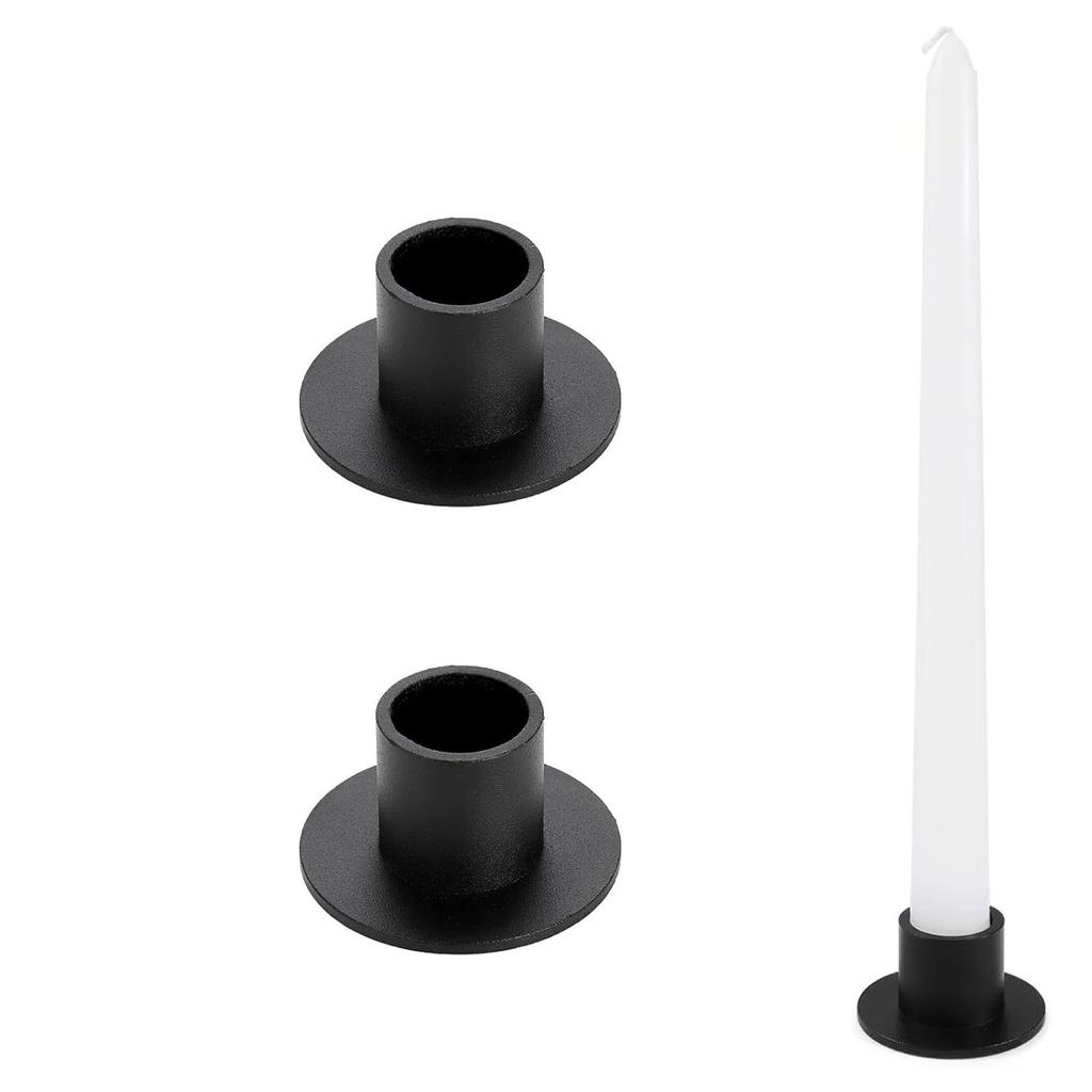 Set of 2/6 Taper Candle Holders, Matte Metal Candlestick Holders Bulk, Table Centerpiece, Black / Gold