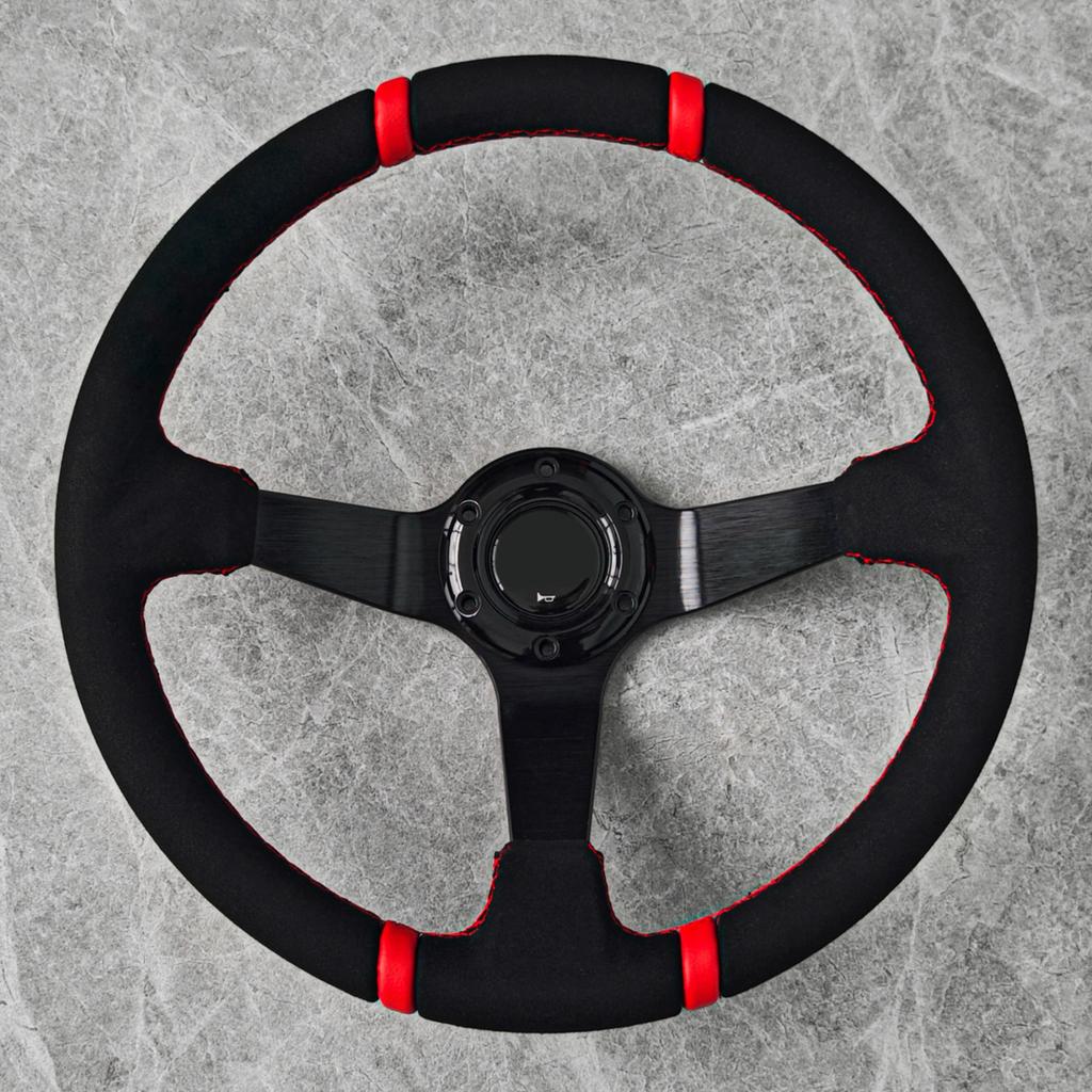 Racing Suede Leather Steering Wheel 14inch Universal Modified Car Sports Drift Steering Wheel