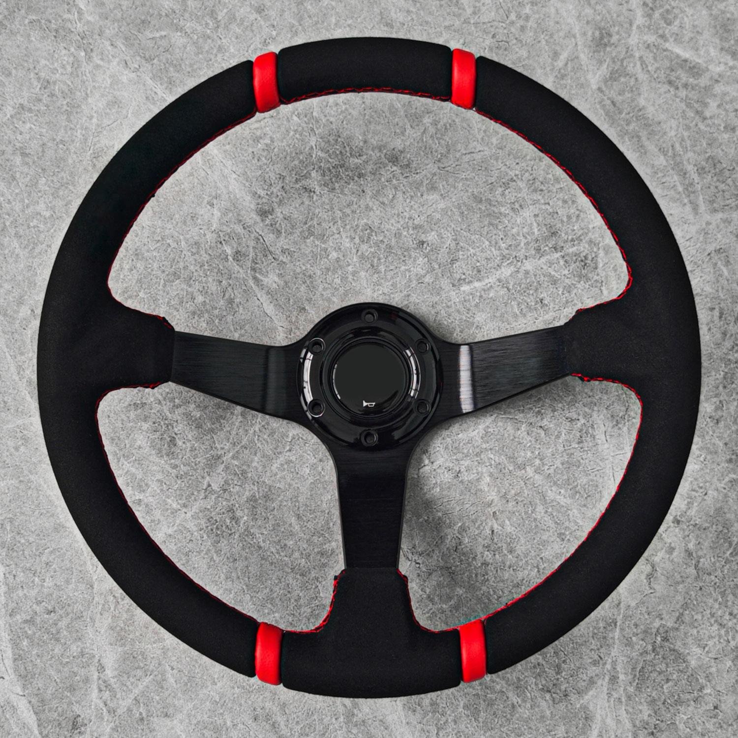 Racing Suede Leather Steering Wheel 14inch