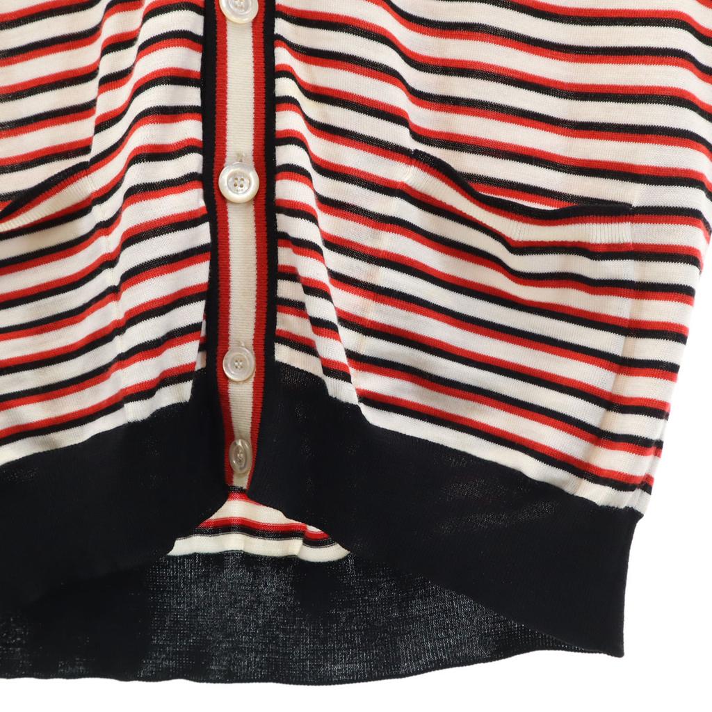 GUCCI made in Italy Border Pattern Long sleeve V neck cardigan L Red Men's Used