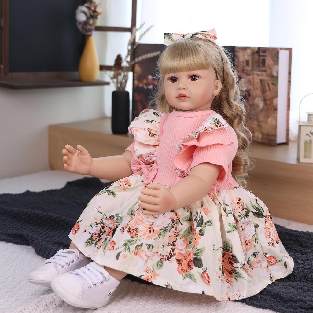 60 Cm Reborn Baby Girl Toy Cloth Body Realistic Princess Newborn Baby Dolls Kids Birthday Christmas Gifts Suit for 7+ Years