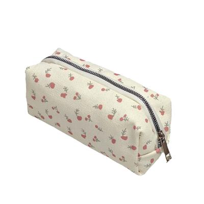 Chic Floral Pencil Case Student Girl Aesthetic Flower Pencil Bag Large Capacity Stationery Storage Bag School Supplies