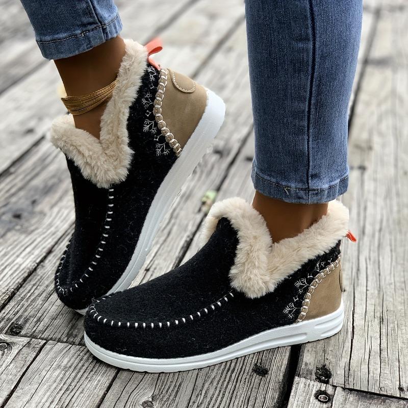 Women's Winter Furry Slip-Resistant Platform Sneakers/Boots - Thick Platform Height Increase