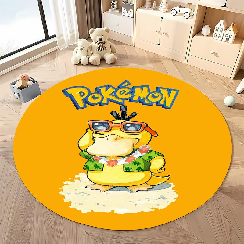 Various Styles and Sizes Pokemon Psyduck Cartoon Round Carpet Bedroom Living Room Sofa Study Desk Seat Mat Kids Room Decor Rug
