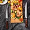 Set Coltello e Forchetta da Barbecue in Acciaio Inossidabile 3Cr13 con Manico Colorato Set di Posate da Cucina Strumenti per la Cottura della Carne Arrosto all'Aperto