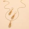 2PCS Vintage Geometric Shiny Zircon Jewelry Set Exquisite Pendant Necklace Hoop Earrings For Woman Trendy Style