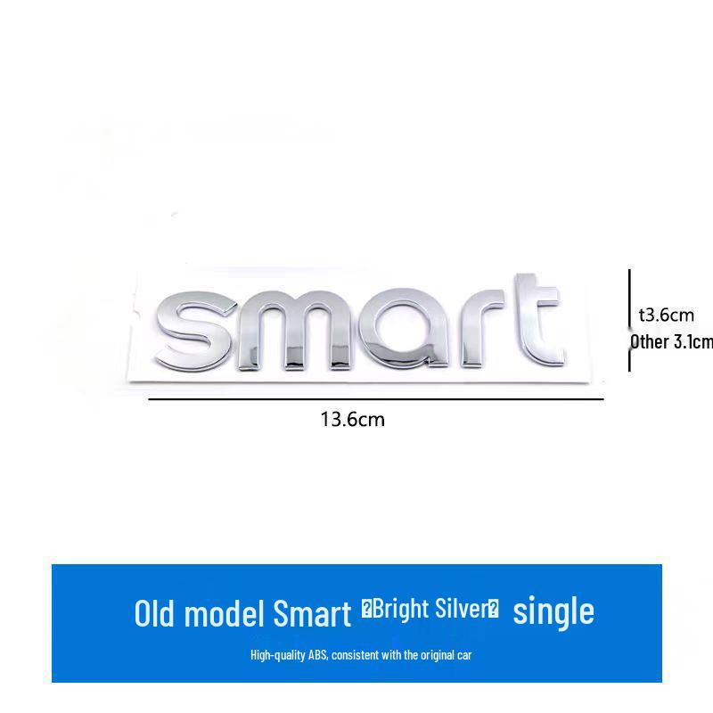 Compatible with Mercedes Smart Front & Rear Emblems, 'Smart Little Elf' Letter Stickers, Modified Car Tail Number Decals
