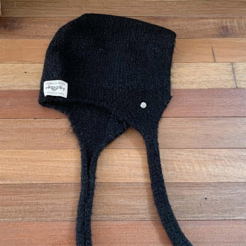 Women's Earflap String Fur Wool Knit Beanie