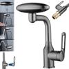 4-Mode Stainless Steel Bathroom Faucet 360° Swivel Spout & Pop-Up Drain, Hot and Cold Dual Control Spaceship-shaped Faucets