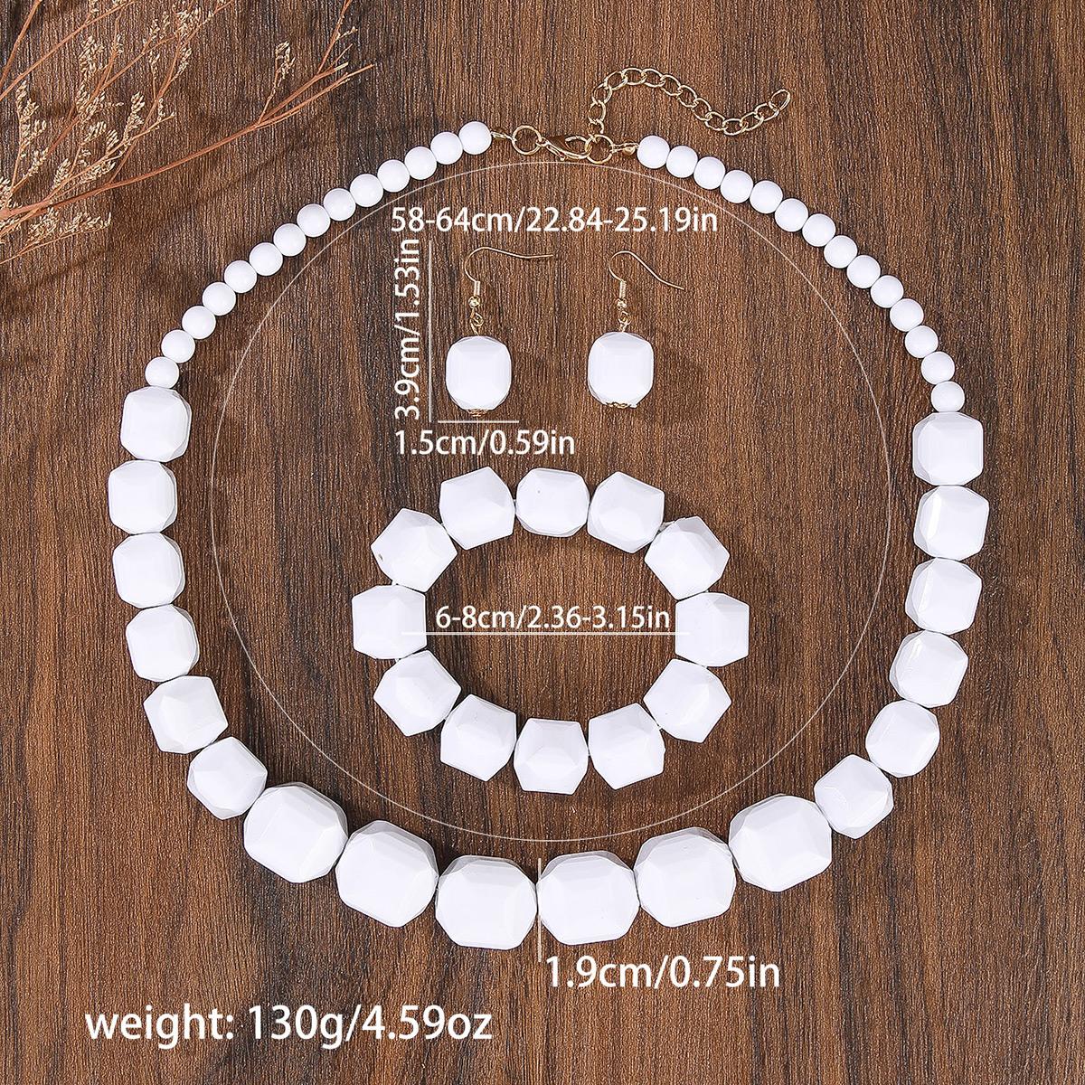 

Fashion Jewelry sets White Acrylic Beads Necklace Earrings Bracelet Set For Women Bijoux Vintage Party Jewelry Gifts
