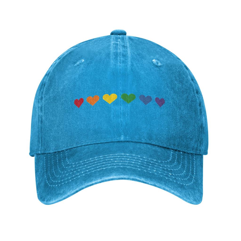 Tiny Rainbow Hearts Love Unstructured Baseball Caps Distressed Denim LGBTQ Gay Pride Headwear Unisex Women Workouts Adjustable Hat
