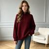 Solid color half-zipper lapel sweater women's soft waxy autumn and winter new loose and lazy outer wear pullover knitted top