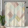 Retro Tiles Shower Curtain - Pastel Stripes Geometric Pattern, Vintage Style, Polyester, Machine Washable,Modern Bath Decor
