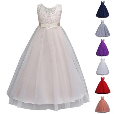 Robe de princesse en dentelle sans manches pour petites filles, tenue de soirée en Tulle, vêtements de Cosplay