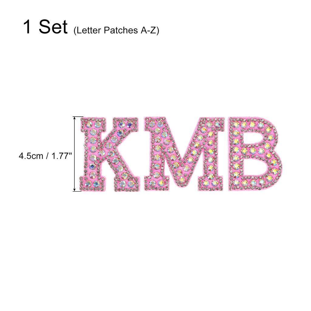 Iron On Patch Decorative A-Z Glitter Alphabet Applique Rhinestone English Letter for Handmade Bag Hat Jeans Clothes Applique DIY