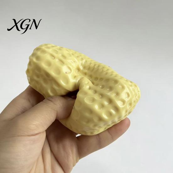 Cute Desktop Ornament Pinch Toy with Peanut Shape Stress Relief Soft Squeeze Non-rebound Sensory Fidget Non-Sticky for Kids