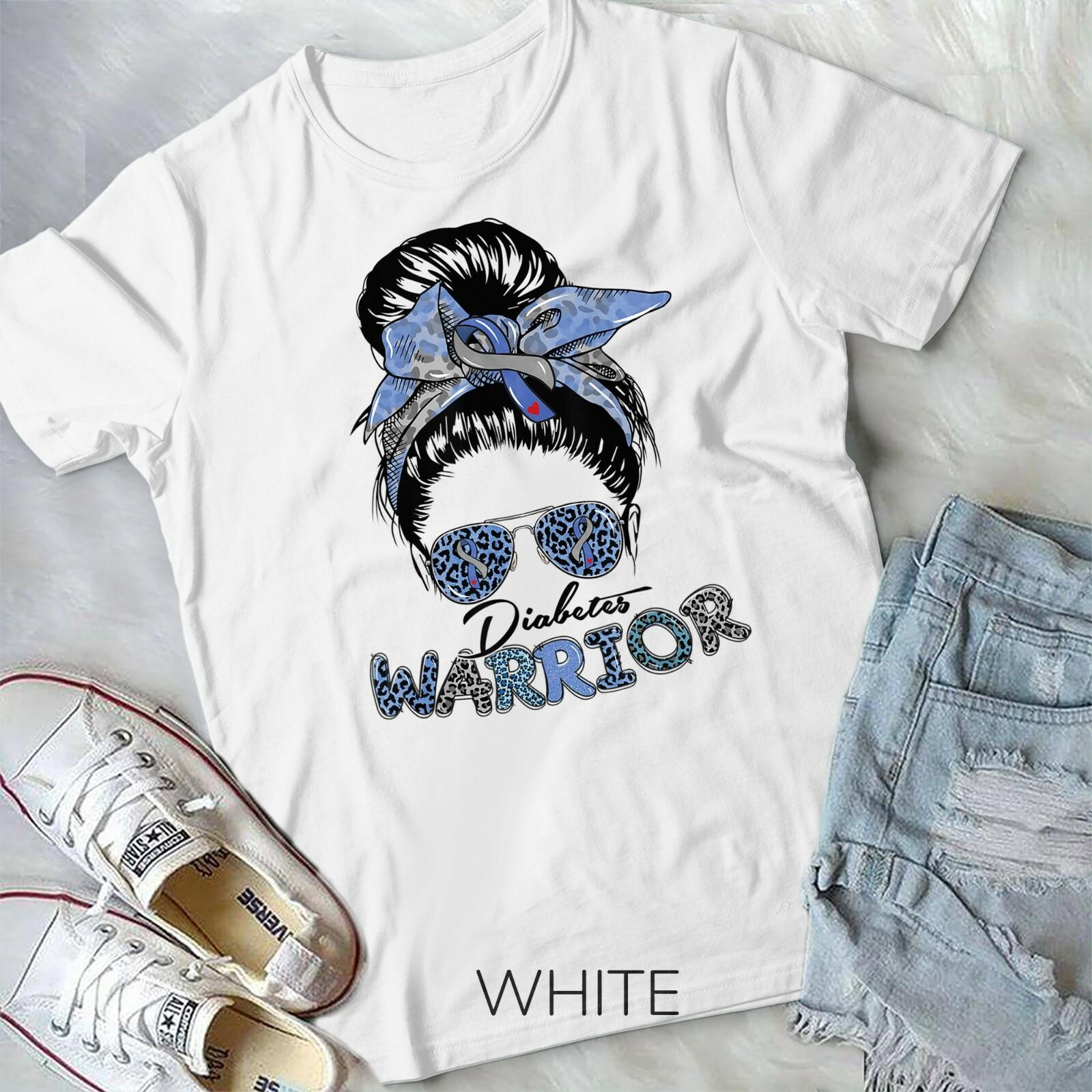 Diabetes Warrior Messy Bun Hair T1D Diabetes Awareness T-shirt Unisex T-shirt XL
