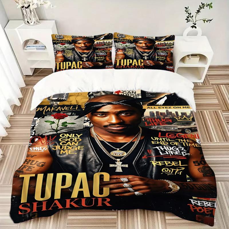 Tupac Shakur Legend Poster Print 3Pcs Bedding Set,Duvet Cover with 2 Bedro,Pillowcase Home Birthday Gift