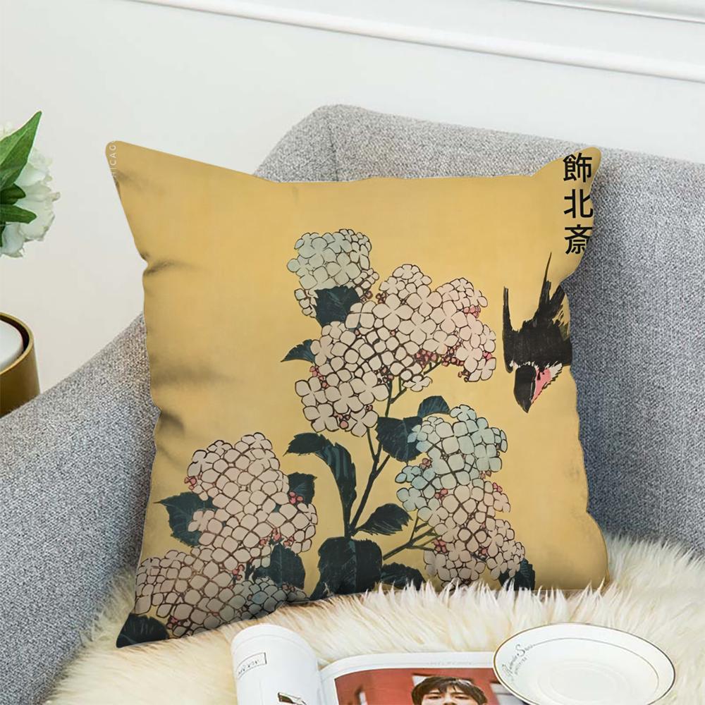 Katsushika H-Hokusai Waves Pillow Case For Car Sofa Decorative Home Double-sided Print Plush Square Throw Pillow Cushion Cover