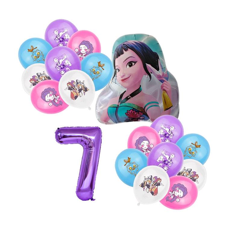 Nieuwe Kpop Duivel Jager Digitale Ballon Verjaardag Thema Feest Decoratie Banner Vlaggenlijn Taart Insteekvlag Ballon Cadeau