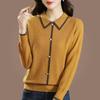 Mom's autumn clothes new early autumn doll collar sweater thin spring and autumn lapel collar long-sleeved knitted bottoming shirt women