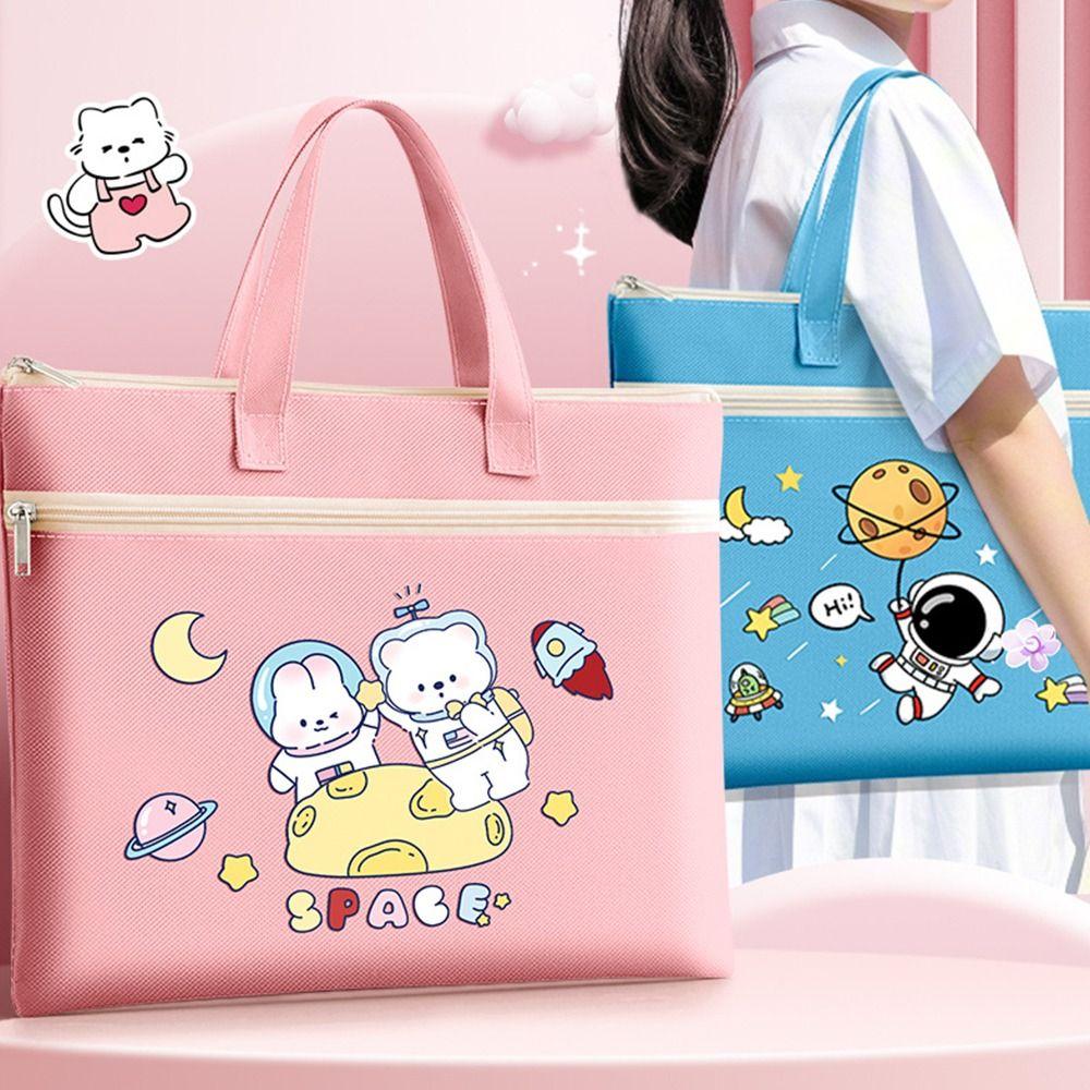 Doppellagige Tragetasche für die Schule, Canvas-Aktentasche, süße A4-Aktentasche, Lernbedarf